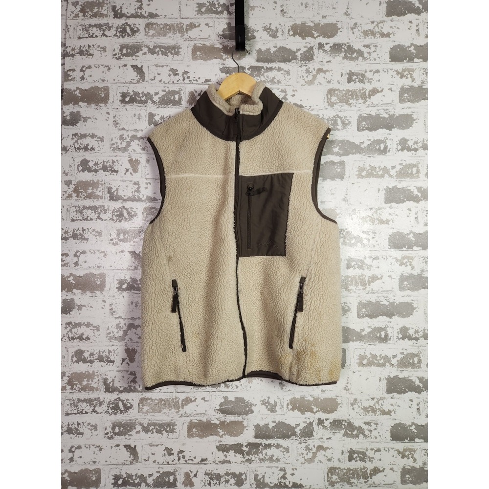 Eddie Bauer Range Finder Sherpa Deep‎ Pile Vest Women's Large Beige